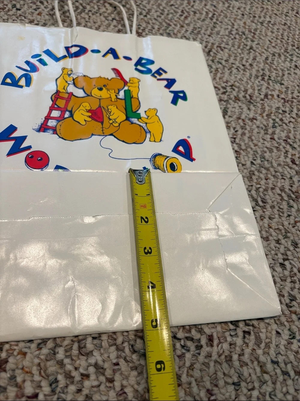 Build-A-Bear White Gift Bags with Colorful Logo - Set of 2. Y2K
